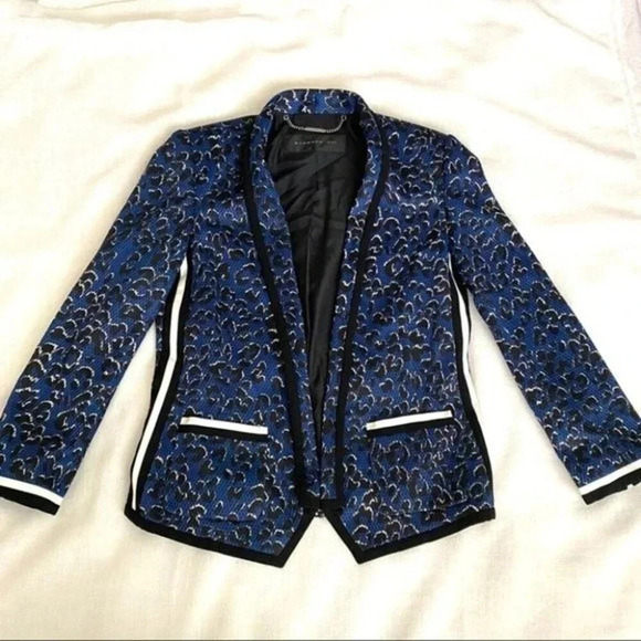 RARE BARBARA BUI MESH JACKET in BLUE LEOPARD Size M - Picture 13 of 16